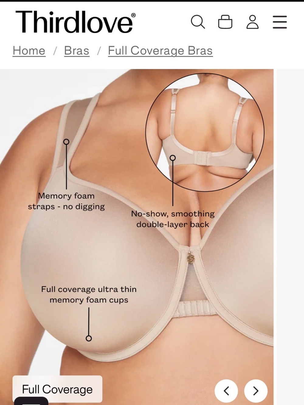 ThirdLove taupe 24/7 perfect Coverage Underwire Bra - Picture 5 of 16